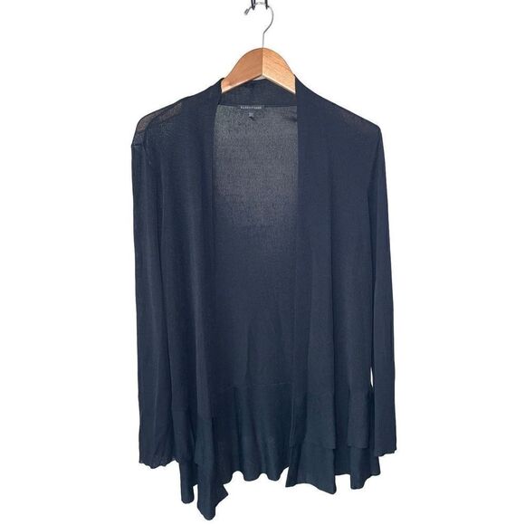 Eileen Fisher 2 Tier Ruffle Open-Front Stretch Jersey Cardigan - Picture 1 of 9